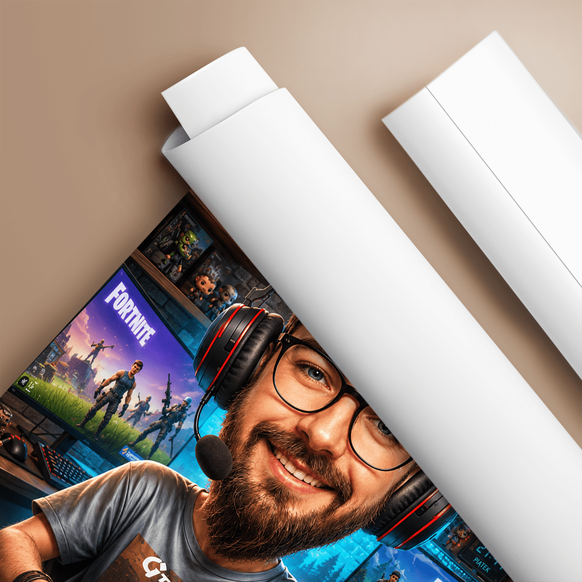 Gracz karykatura - plakat, spersonalizowany prezent dla niego - Adamell.pl