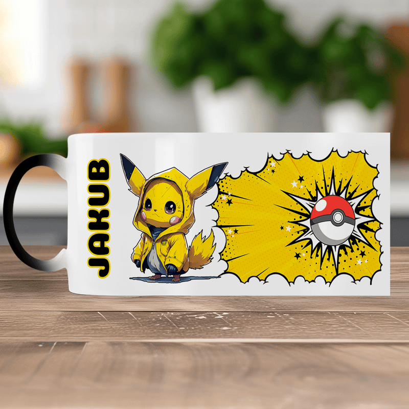 Grafika Pikachu + imię - 1x Kubek magiczny z nadrukiem, spersonalizowany prezent dla dziecka - Adamell.pl