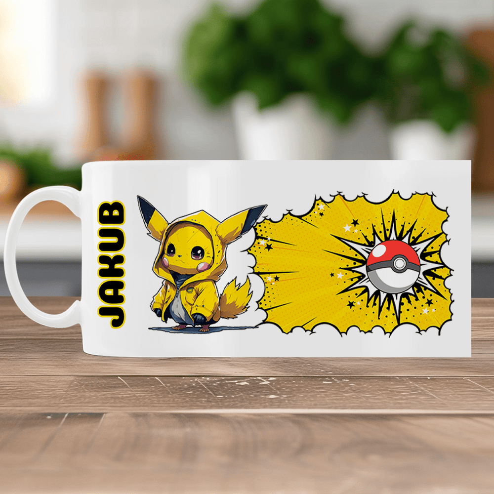 Grafika Pikachu + imię - 1x Kubek z nadrukiem, spersonalizowany prezent dla dziecka - Adamell.pl
