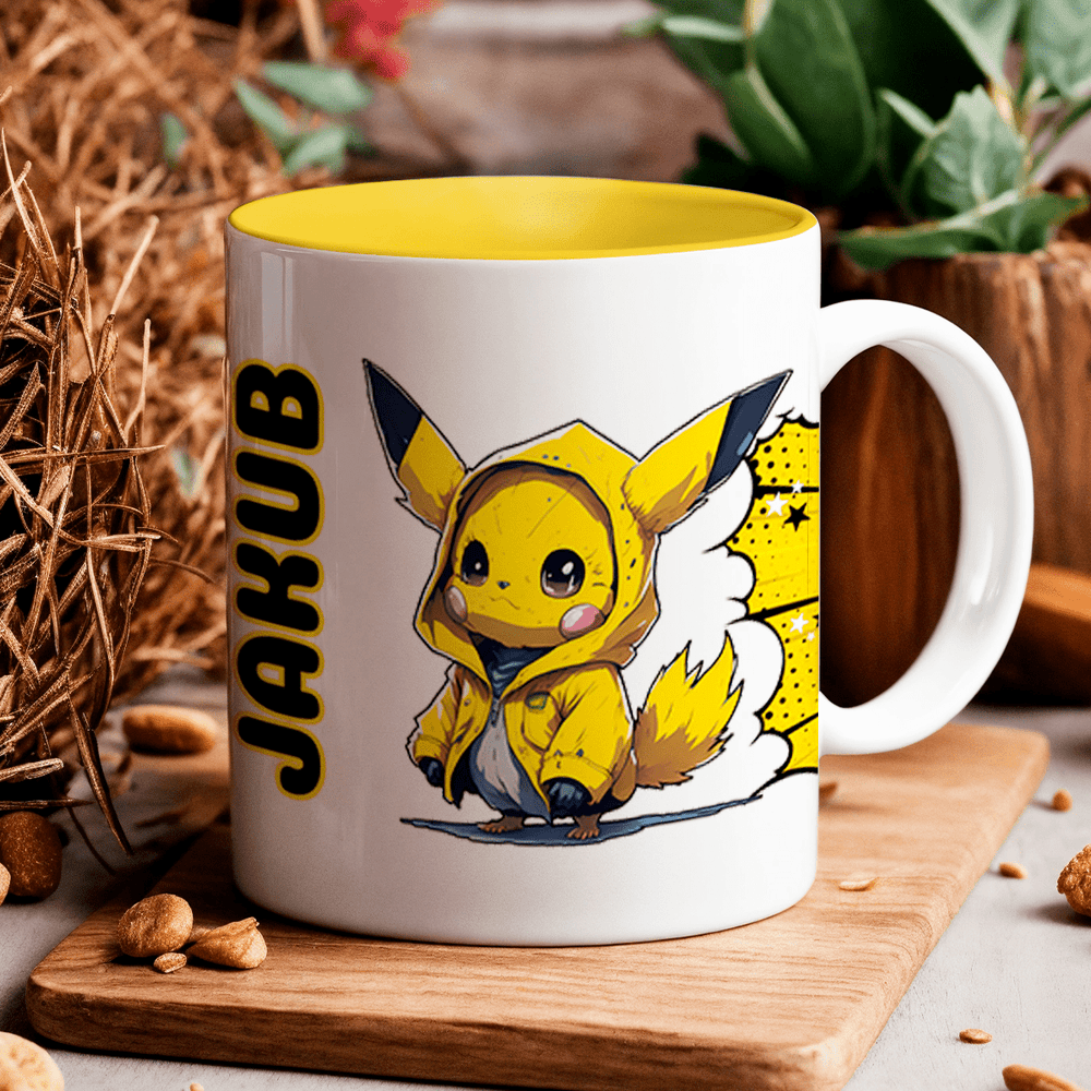 Grafika Pikachu + imię - 1x Kubek z nadrukiem, spersonalizowany prezent dla dziecka - Adamell.pl
