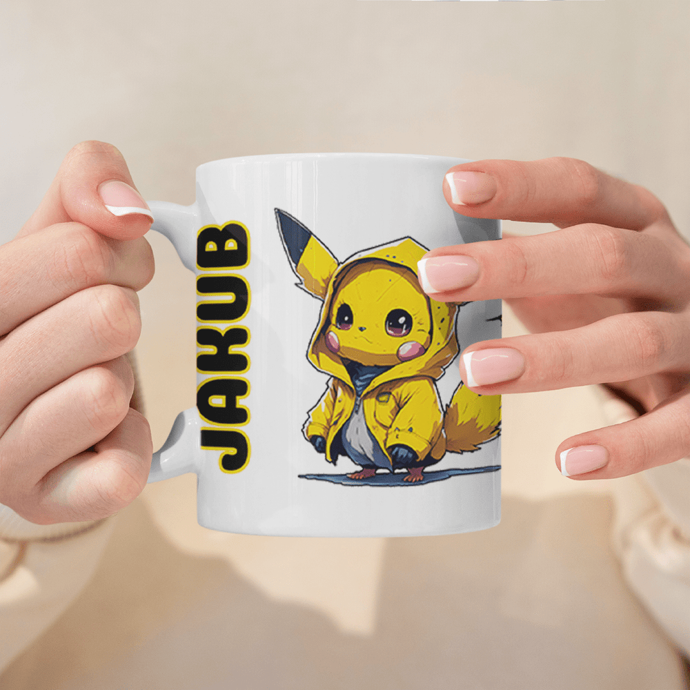 Grafika Pikachu + imię - 1x Kubek z nadrukiem, spersonalizowany prezent dla dziecka - Adamell.pl