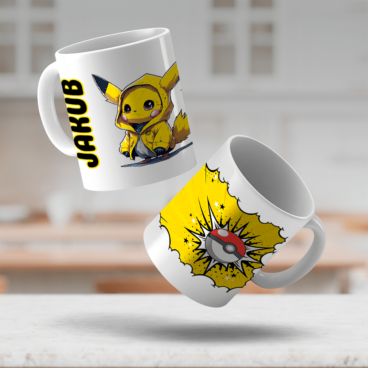 Grafika Pikachu + imię - 1x Kubek z nadrukiem, spersonalizowany prezent dla dziecka - Adamell.pl