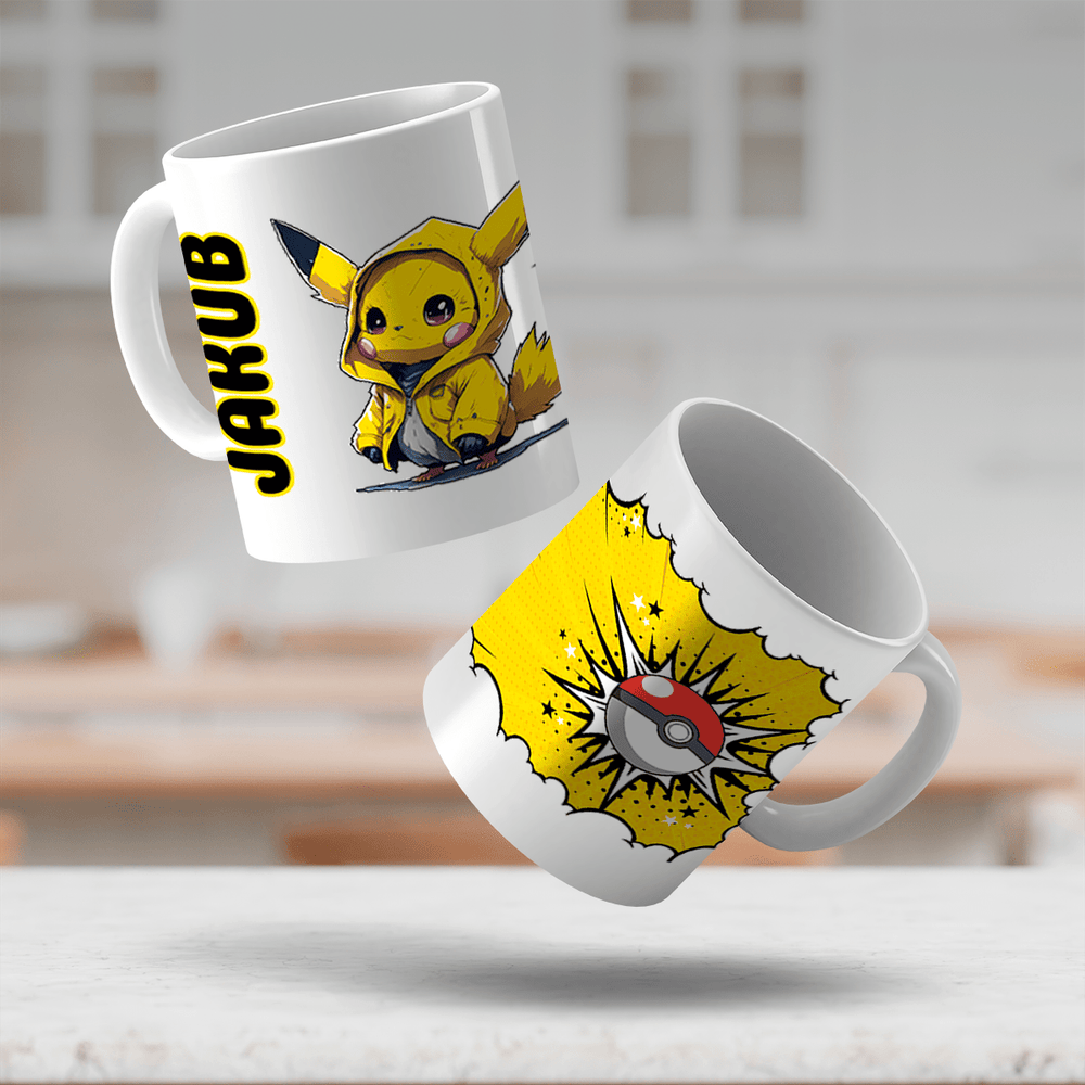 Grafika Pikachu + imię - 1x Kubek z nadrukiem, spersonalizowany prezent dla dziecka - Adamell.pl