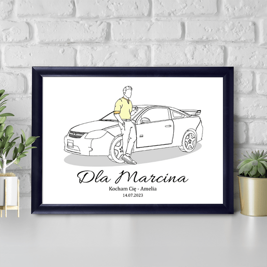 Grafika z podpisem dla niego - Druk na szkle, spersonalizowany prezent dla chłopaka - Adamell.pl