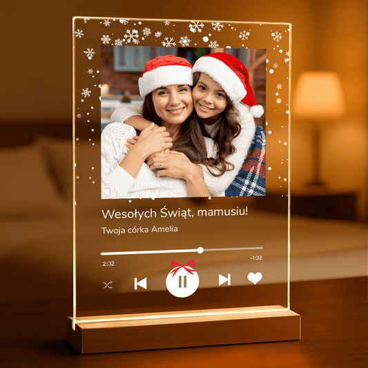 Gwiazdkowe życzenia Spotify - Druk na szkle, spersonalizowany prezent dla mamy - Adamell.pl