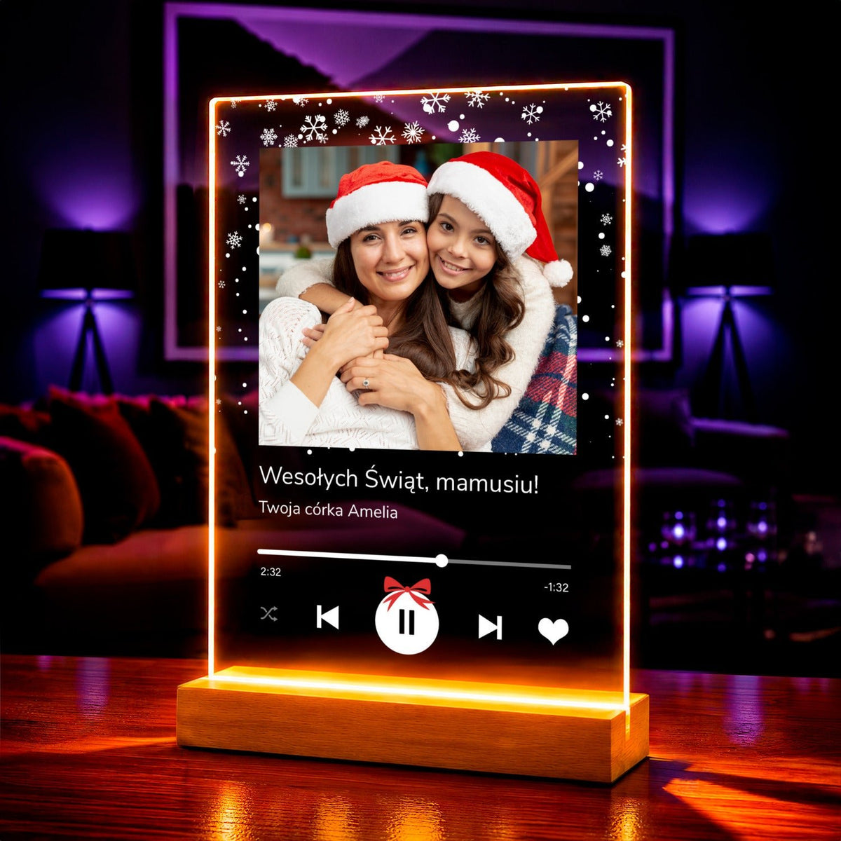 Gwiazdkowe życzenia Spotify - Druk na szkle, spersonalizowany prezent dla mamy - Adamell.pl