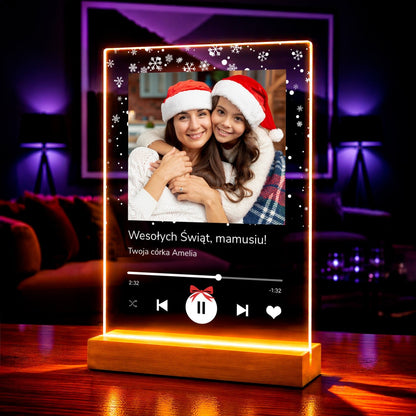 Gwiazdkowe życzenia Spotify - Druk na szkle, spersonalizowany prezent dla mamy - Adamell.pl