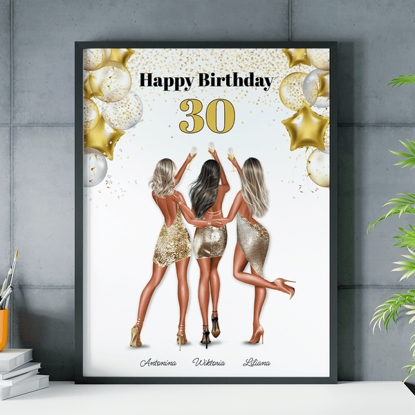 Happy Birthday na 30 urodziny - plakat, spersonalizowany prezent dla niej - Adamell.pl