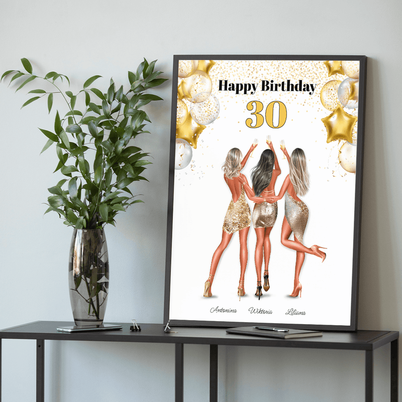 Happy Birthday na 30 urodziny - plakat, spersonalizowany prezent dla niej - Adamell.pl