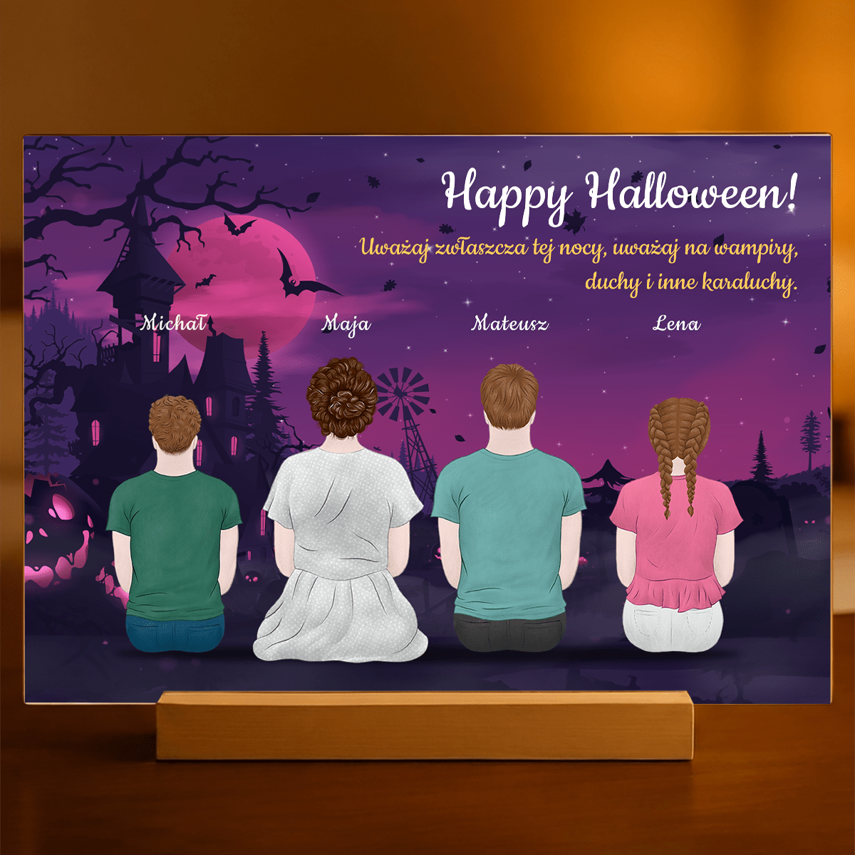 Happy Halloween - Druk na szkle, spersonalizowany prezent dla rodziny - Adamell.pl