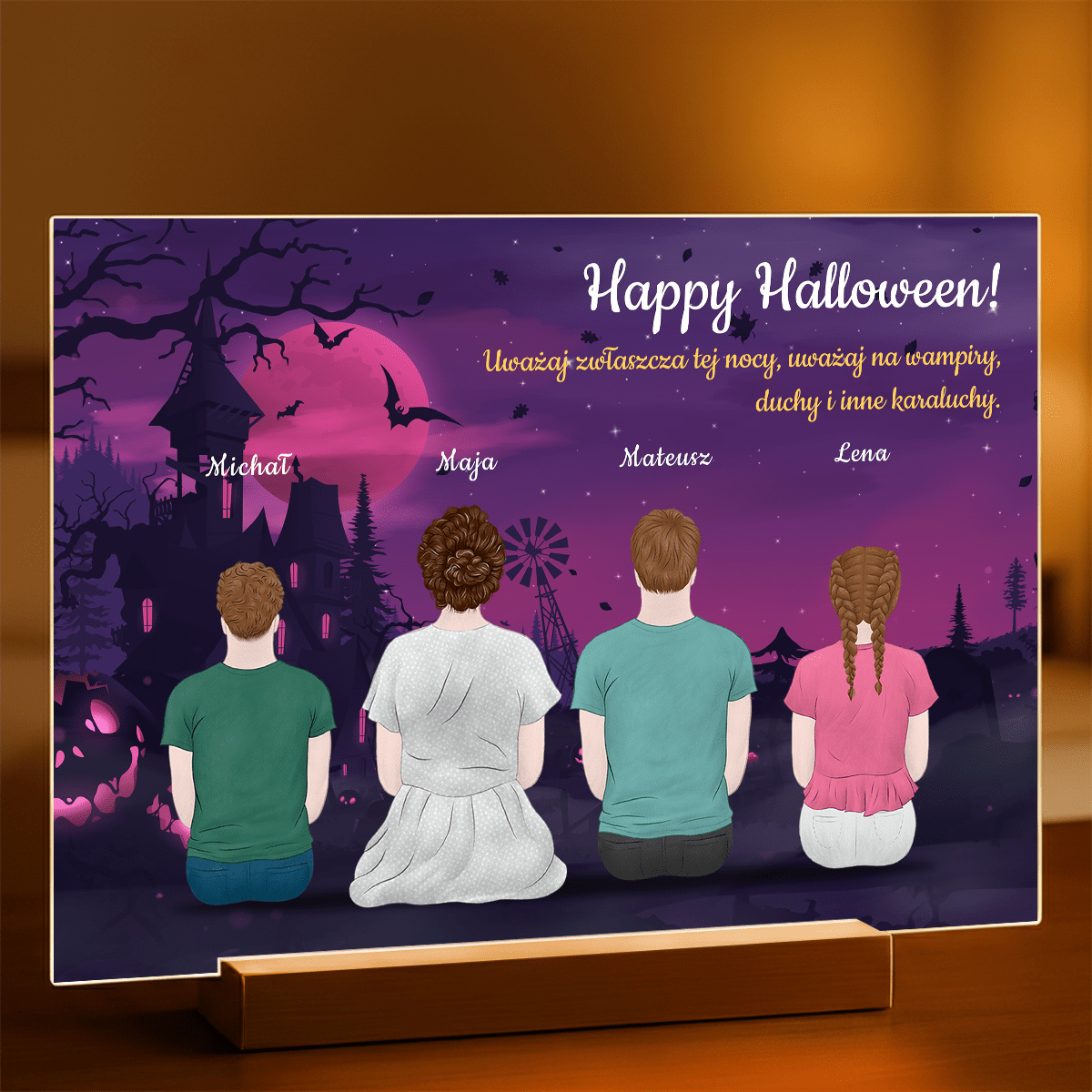 Happy Halloween - Druk na szkle, spersonalizowany prezent dla rodziny - Adamell.pl