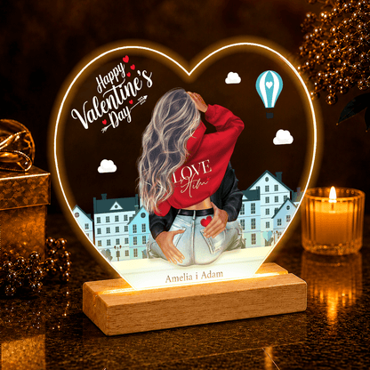 Happy Valentine's Day Clipart - Druk na szkle serce, spersonalizowany prezent dla niego - Adamell.pl