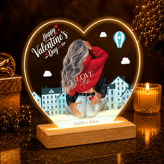 Happy Valentine's Day Clipart - Druk na szkle serce, spersonalizowany prezent dla niego - Adamell.pl