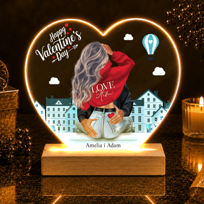 Happy Valentine's Day Clipart - Druk na szkle serce, spersonalizowany prezent dla niego - Adamell.pl