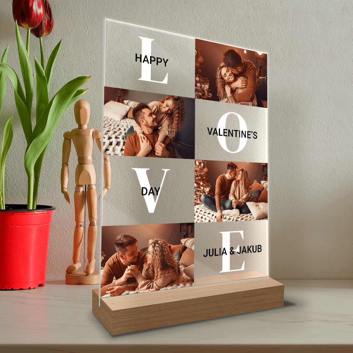 Happy Valentine's Day - Druk na szkle, spersonalizowany prezent dla pary - Adamell.pl