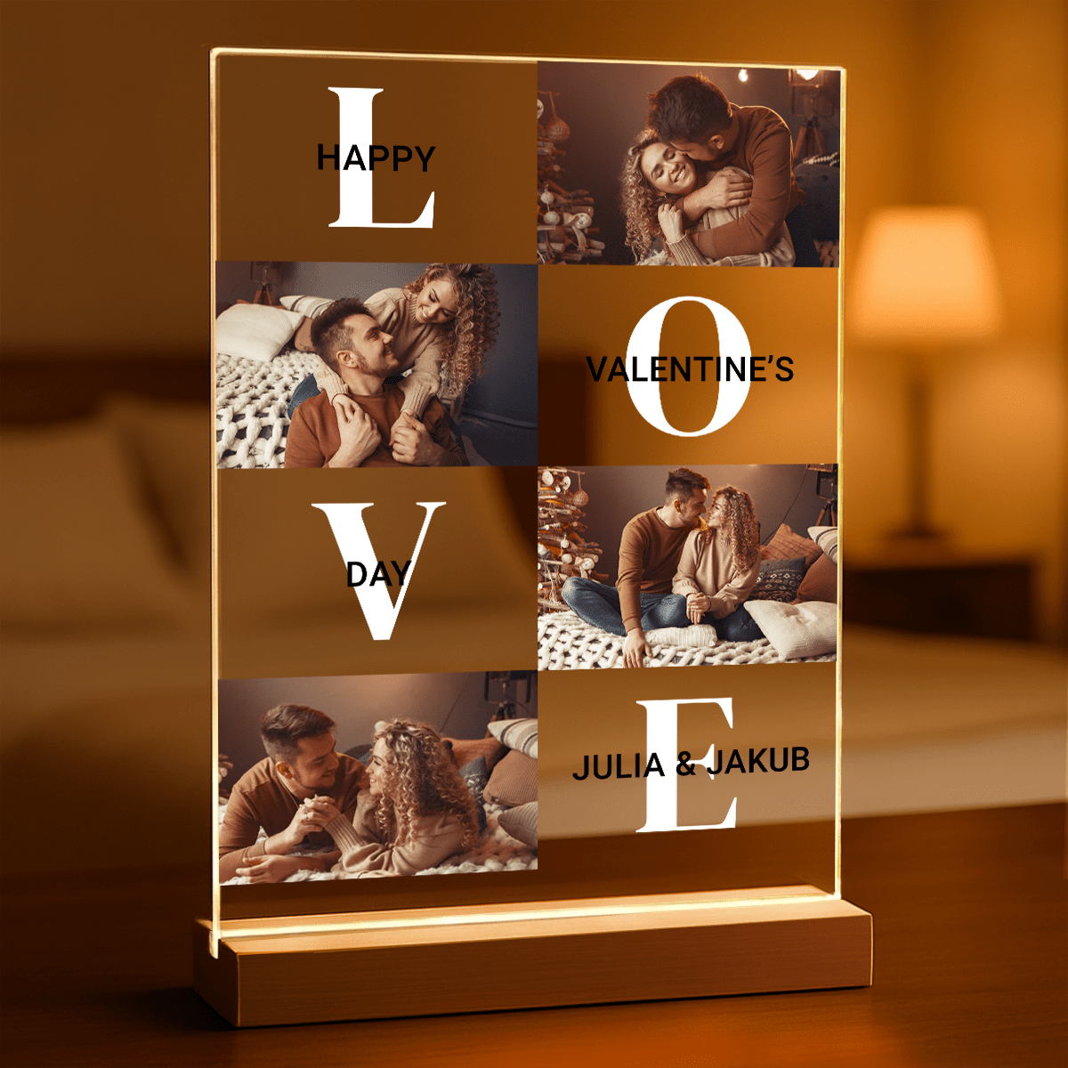 Happy Valentine's Day - Druk na szkle, spersonalizowany prezent dla pary - Adamell.pl