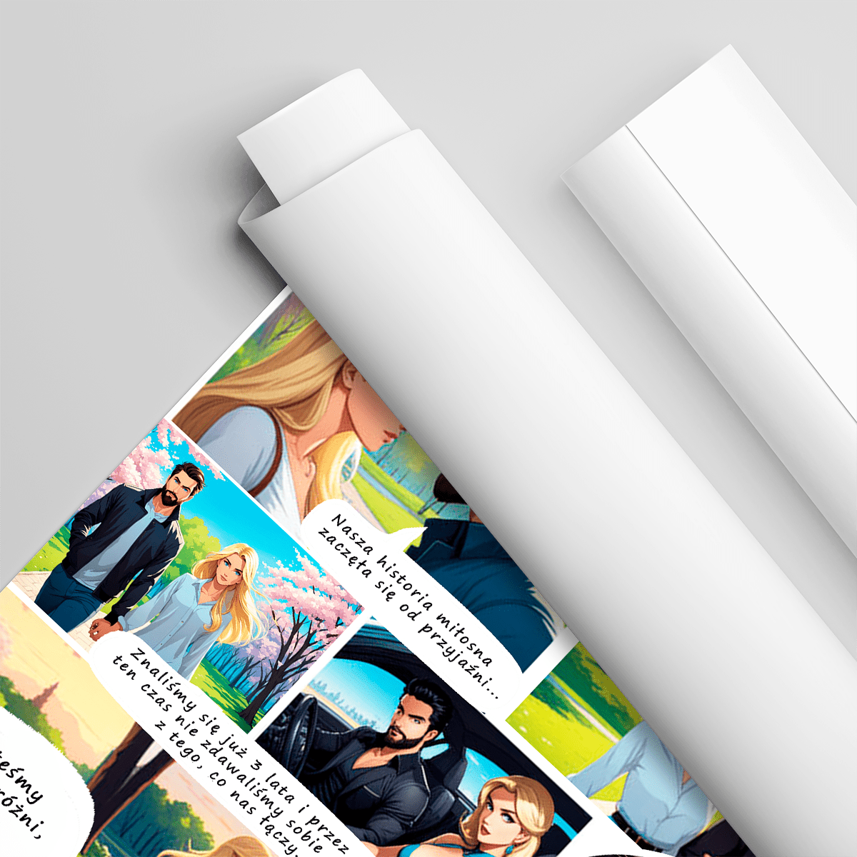 Historia miłości w komiksowym stylu - plakat, spersonalizowany prezent dla pary - Adamell.pl