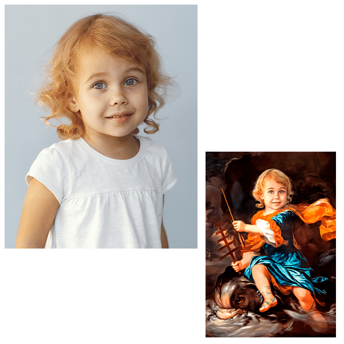 Historyczny portret dziecka - druk na płótnie, spersonalizowany prezent dla dziecka - Adamell.pl