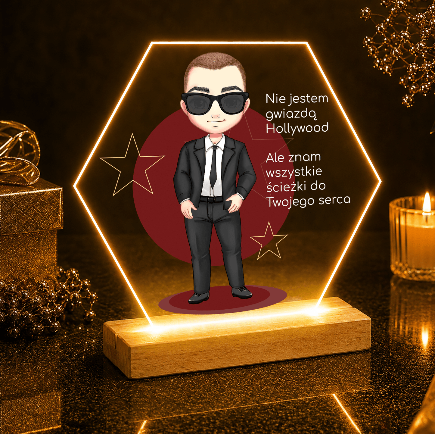 Hollywood Star Clipart - Druk na szkle, spersonalizowany prezent dla niego - Adamell.pl