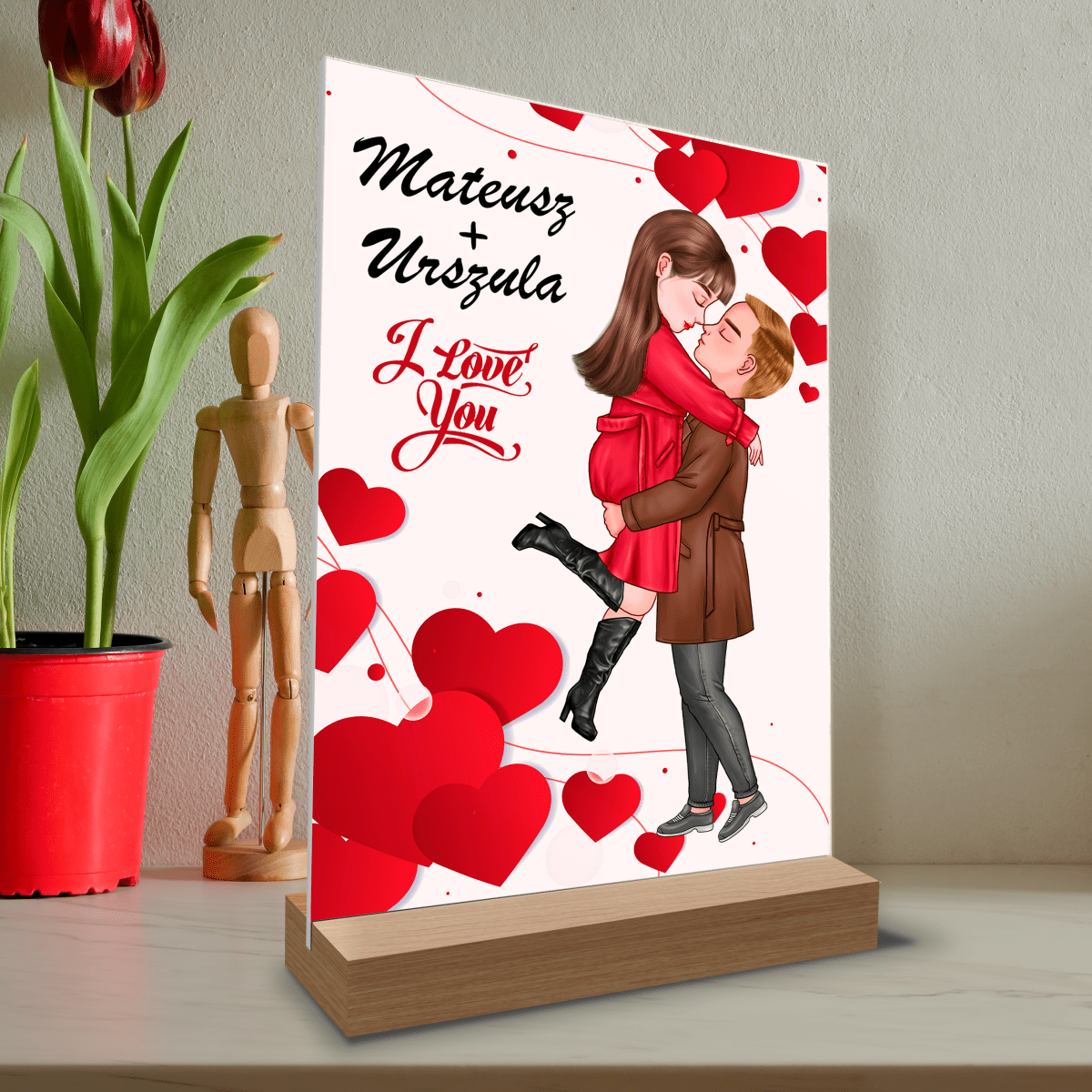I love you Clipart - Druk na szkle, spersonalizowany prezent dla niego - Adamell.pl