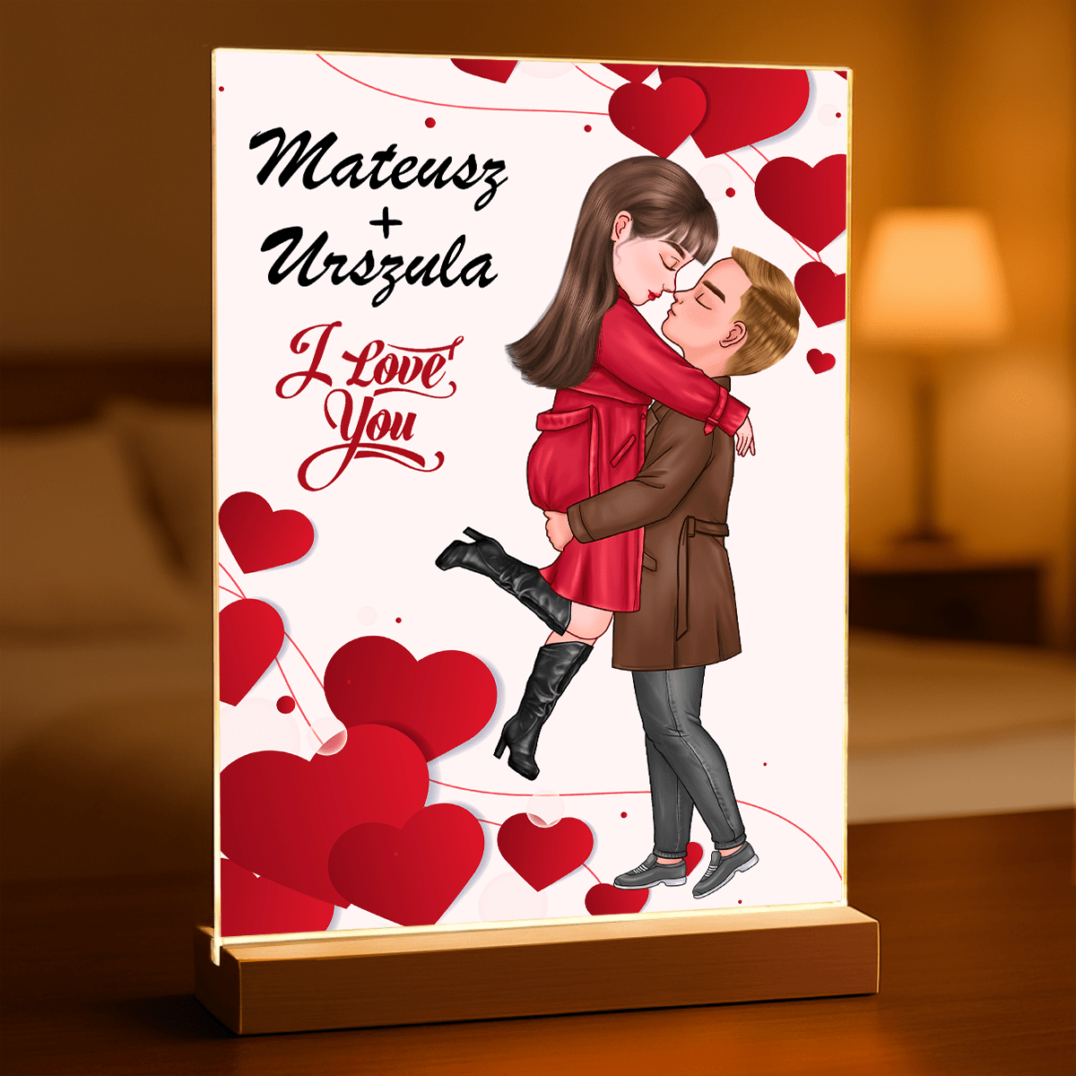 I love you Clipart - Druk na szkle, spersonalizowany prezent dla niego - Adamell.pl