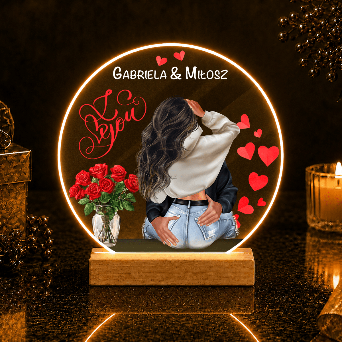 I love you - Druk na szkle, spersonalizowany prezent dla niej - Adamell.pl