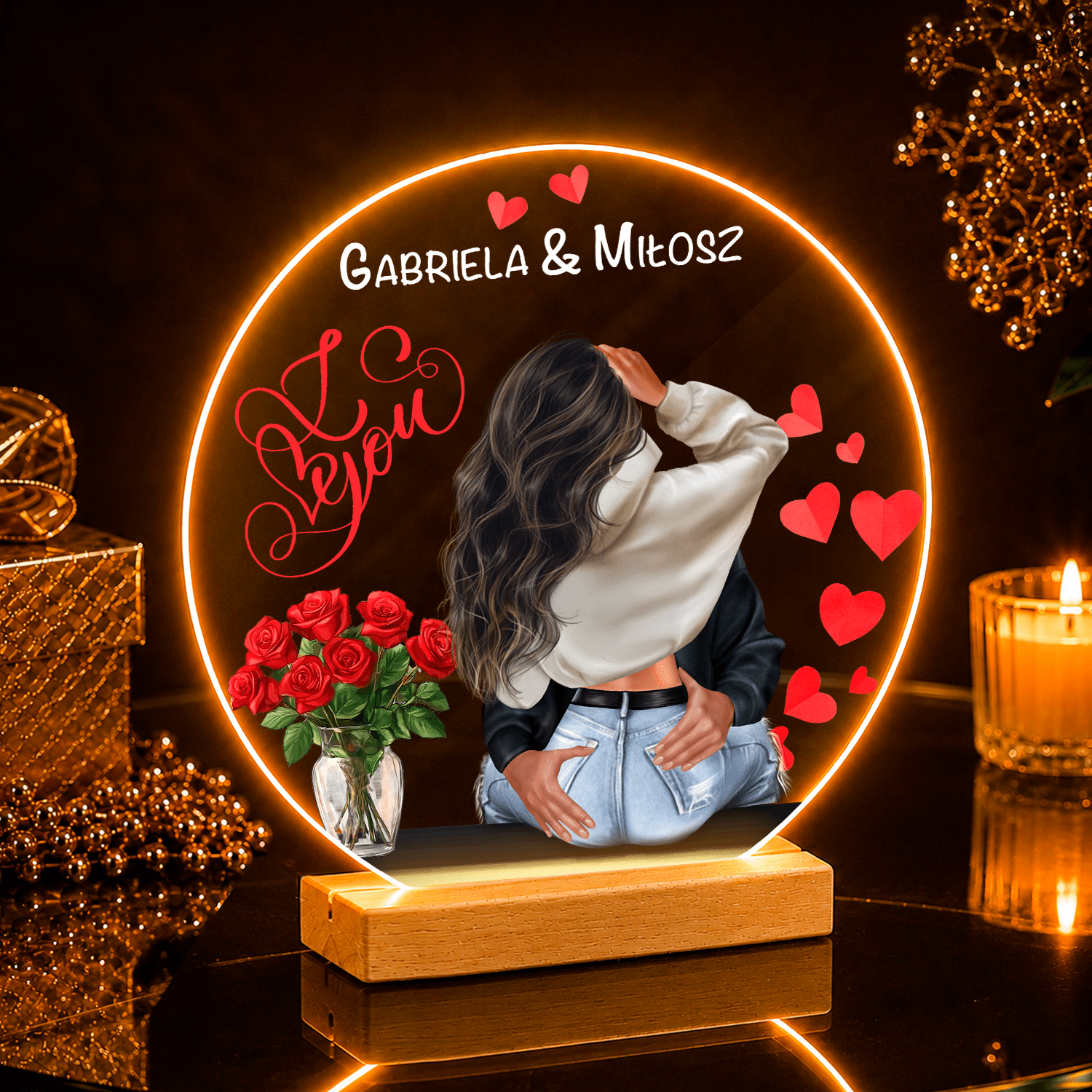 I love you - Druk na szkle, spersonalizowany prezent dla niej - Adamell.pl