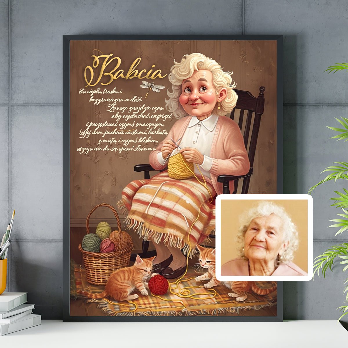 Ilustracja dla babci + tekst - plakat, spersonalizowany prezent dla babci - Adamell.pl