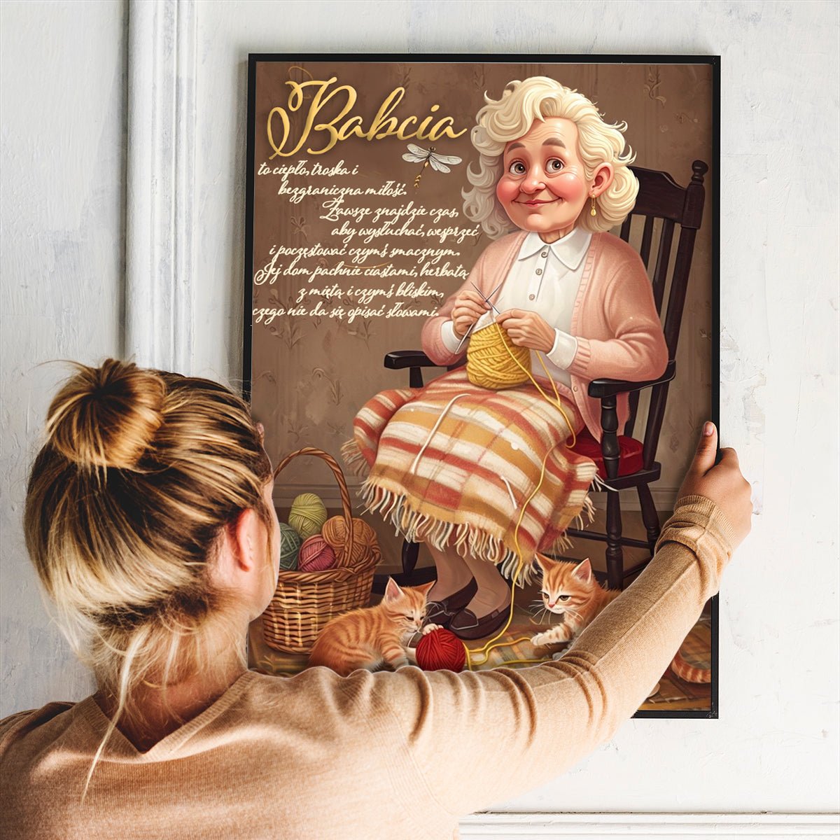 Ilustracja dla babci + tekst - plakat, spersonalizowany prezent dla babci - Adamell.pl