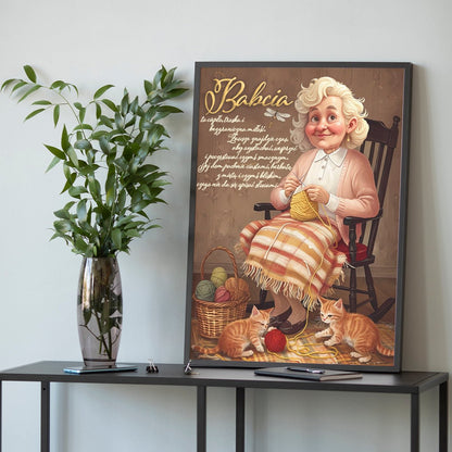 Ilustracja dla babci + tekst - plakat, spersonalizowany prezent dla babci - Adamell.pl