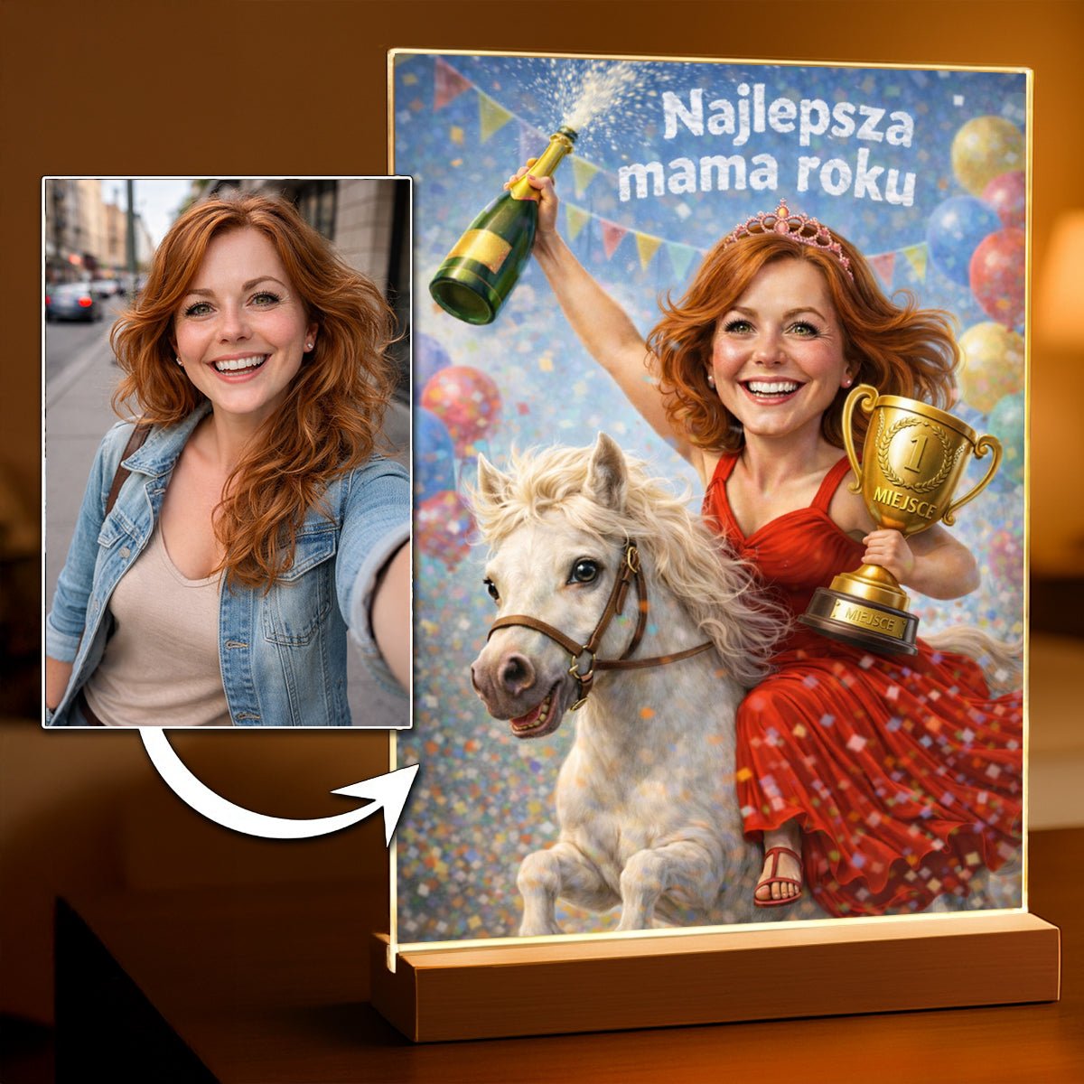 Ilustracja mamy - Druk na szkle, spersonalizowany prezent dla mamy - Adamell.pl