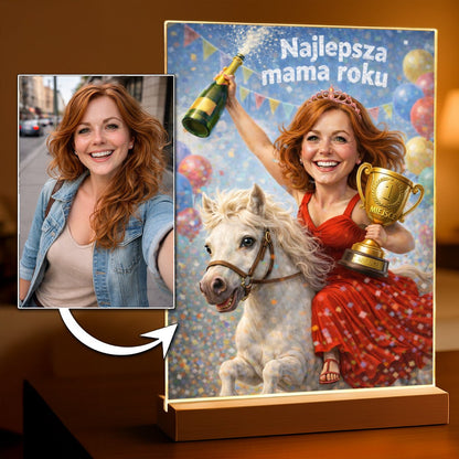 Ilustracja mamy - Druk na szkle, spersonalizowany prezent dla mamy - Adamell.pl