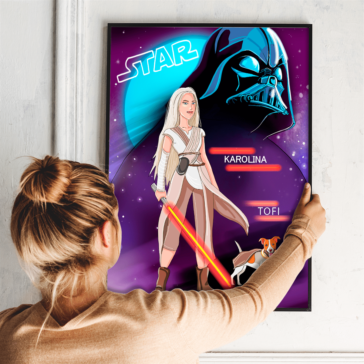 Ilustracja w kosmicznym stylu - plakat, spersonalizowany prezent dla niej - Adamell.pl