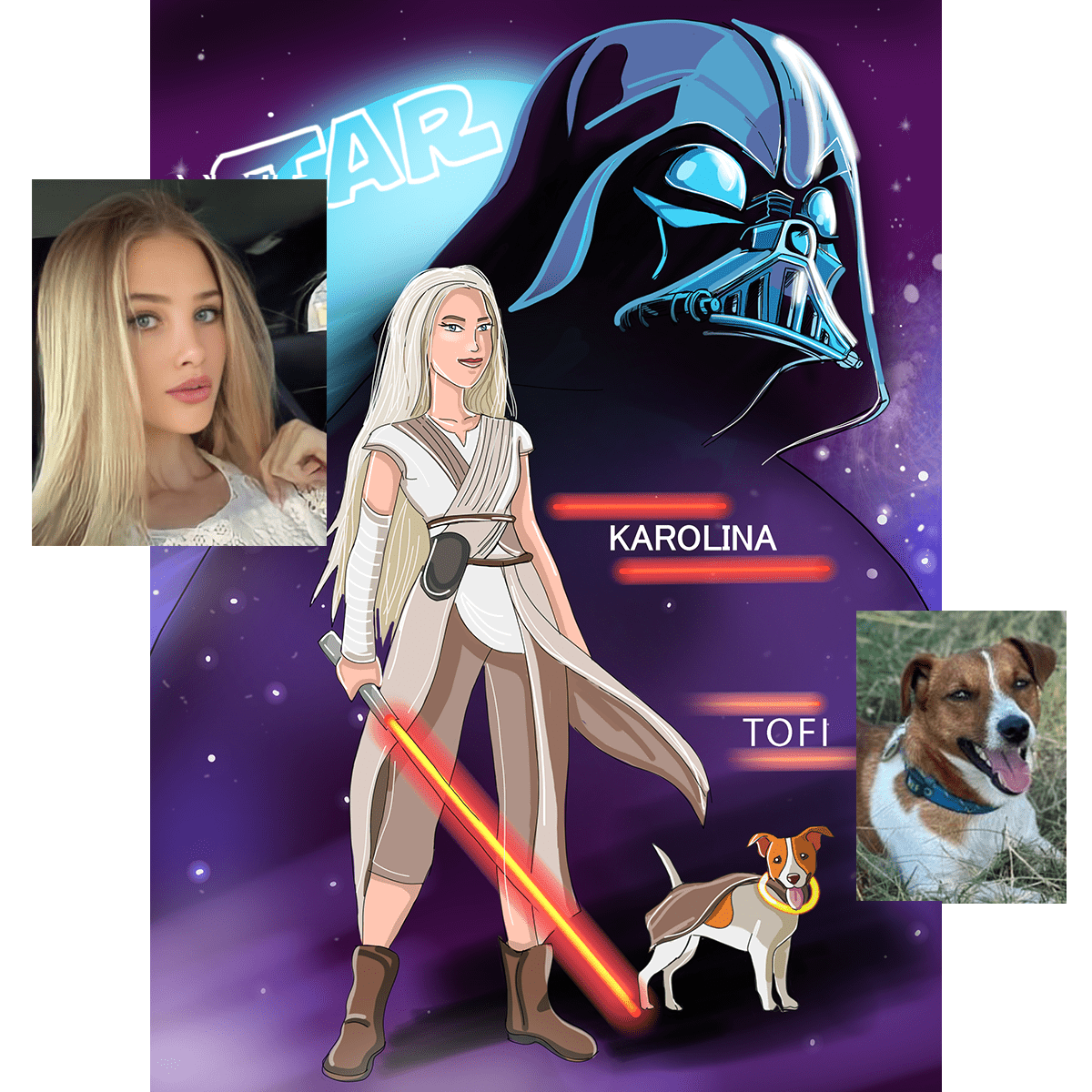 Ilustracja w kosmicznym stylu - plakat, spersonalizowany prezent dla niej - Adamell.pl