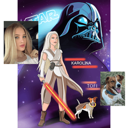 Ilustracja w kosmicznym stylu - plakat, spersonalizowany prezent dla niej - Adamell.pl