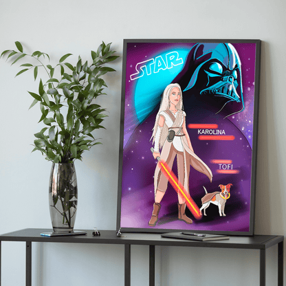 Ilustracja w kosmicznym stylu - plakat, spersonalizowany prezent dla niej - Adamell.pl