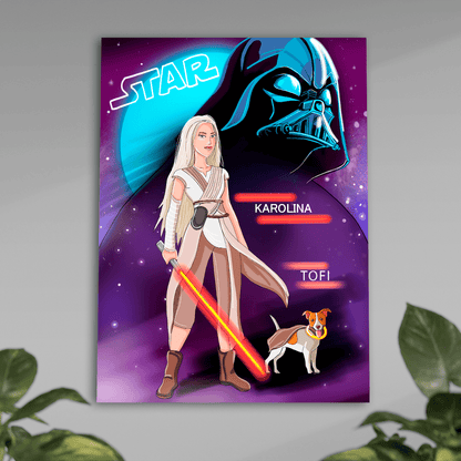 Ilustracja w kosmicznym stylu - plakat, spersonalizowany prezent dla niej - Adamell.pl