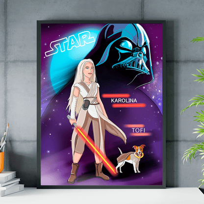 Ilustracja w kosmicznym stylu - plakat, spersonalizowany prezent dla niej - Adamell.pl