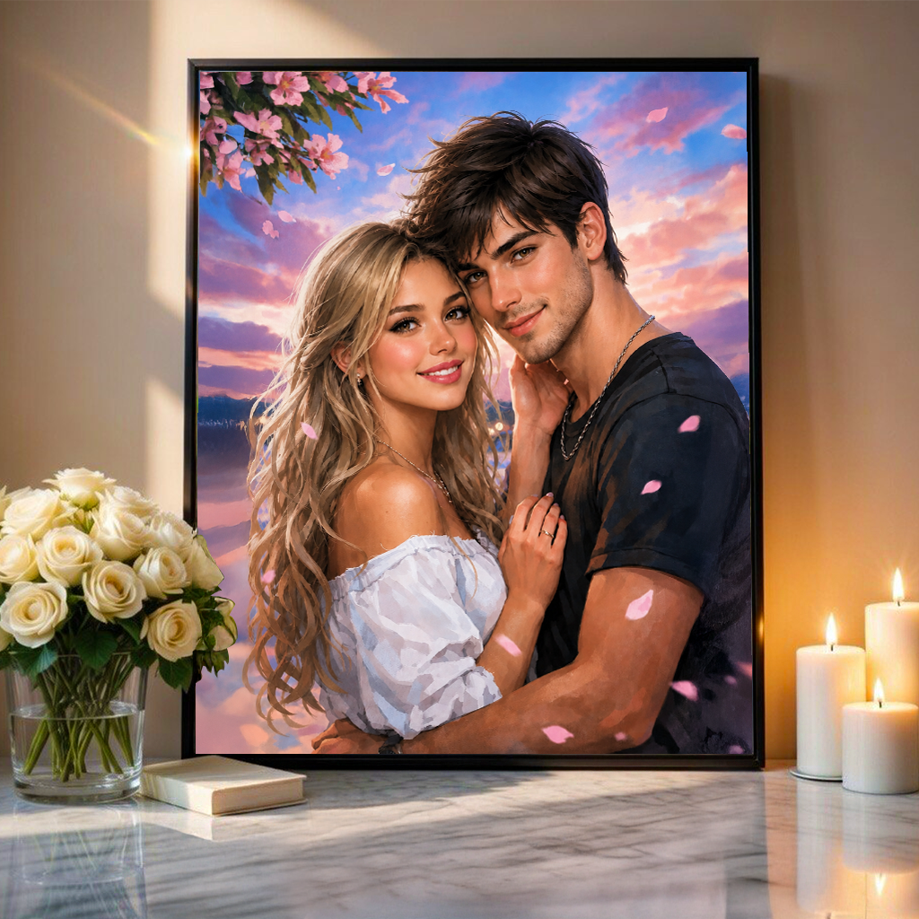 Ilustracja w stylu Anime - plakat, spersonalizowany prezent dla pary - Adamell.pl