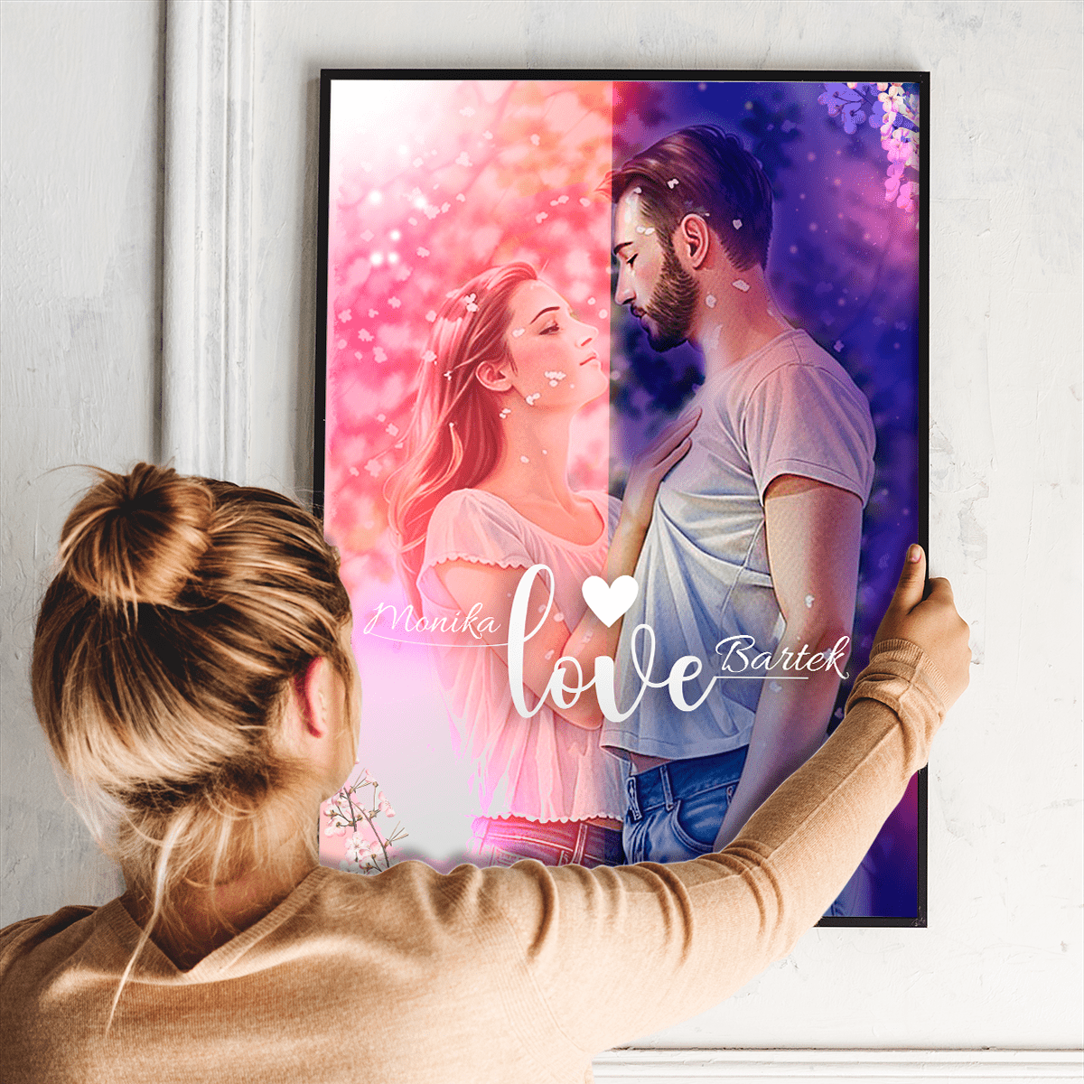 Ilustracja w stylu Anime - plakat, spersonalizowany prezent dla pary - Adamell.pl