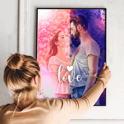 Ilustracja w stylu Anime - plakat, spersonalizowany prezent dla pary - Adamell.pl