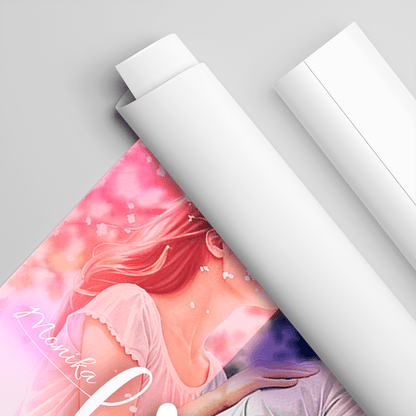 Ilustracja w stylu Anime - plakat, spersonalizowany prezent dla pary - Adamell.pl