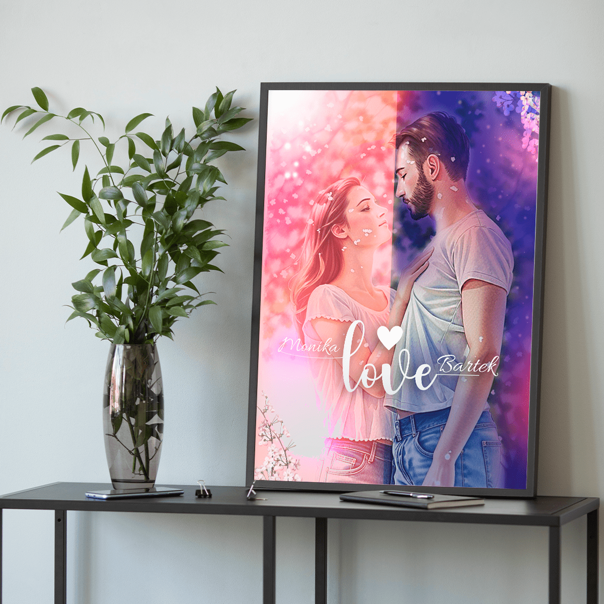 Ilustracja w stylu Anime - plakat, spersonalizowany prezent dla pary - Adamell.pl