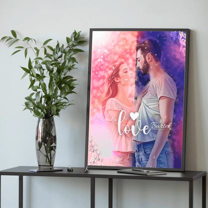 Ilustracja w stylu Anime - plakat, spersonalizowany prezent dla pary - Adamell.pl