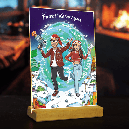 Ilustracja w stylu serialu animowanego - Druk na szkle, spersonalizowany prezent dla pary - Adamell.pl