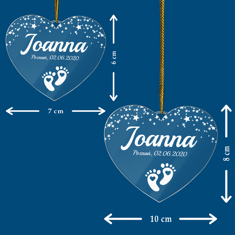 Imię + data - bombka choinkowa, spersonalizowany prezent dla siostry - Adamell.pl