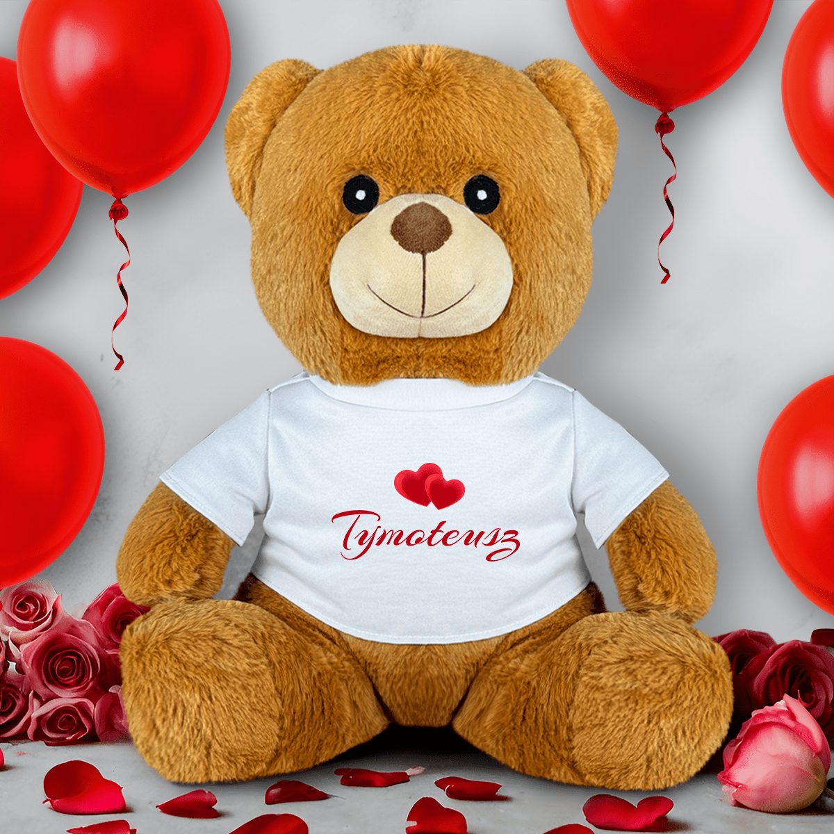 Imię ukochanej osoby - Miś z nadrukiem, spersonalizowany prezent dla niego - Adamell.pl