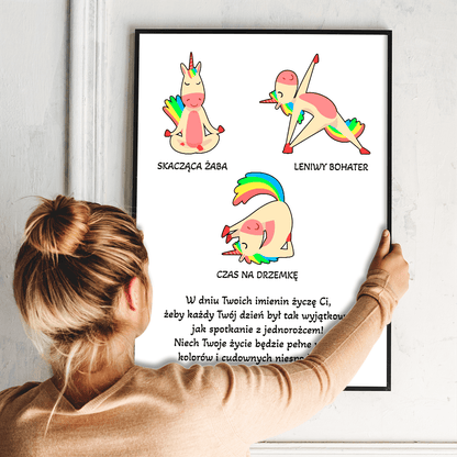 Imieninowe życzenia - plakat, spersonalizowany prezent dla niej - Adamell.pl