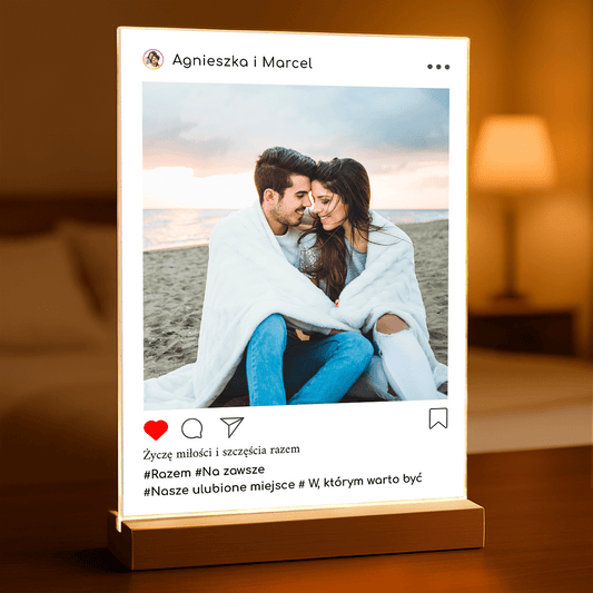 Instagram para - Druk na szkle, spersonalizowany prezent dla pary - Adamell.pl