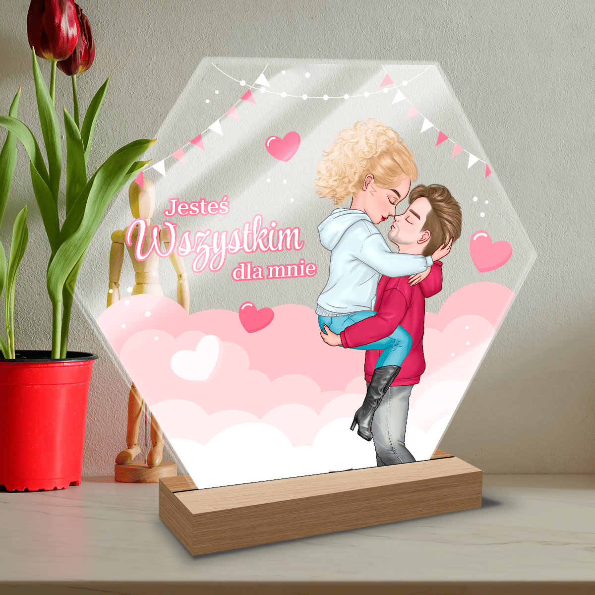 Jesteś dla mnie wszystkim Clipart - Druk na szkle, spersonalizowany prezent dla niej - Adamell.pl